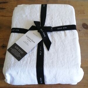 NWT West Elm Belgium Linen Duvet Cover White Full/Queen